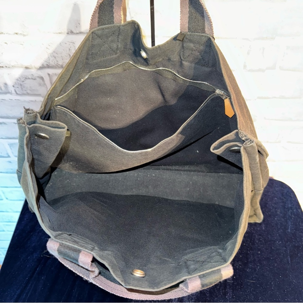 HERMES Fourre Tout MM Hand Bag Canvas Black Gray Auth ti1602 - Picture 8 of 12